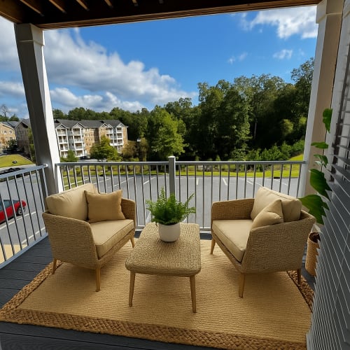 Private patio with outdoor seating at Rosewood at Clemson in Central, South Carolina 