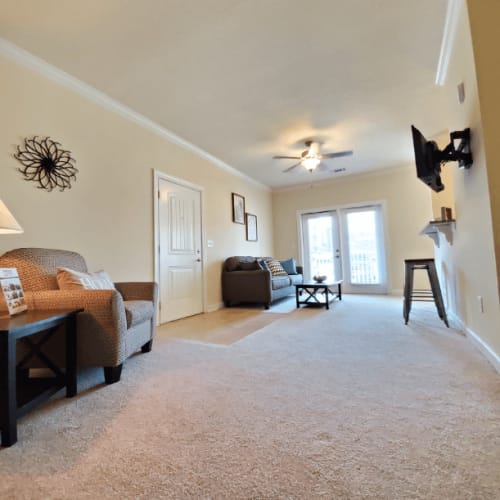 Open-concept apartment interior with modern finishes at Groves at Berry Creek in Duncan, South Carolina