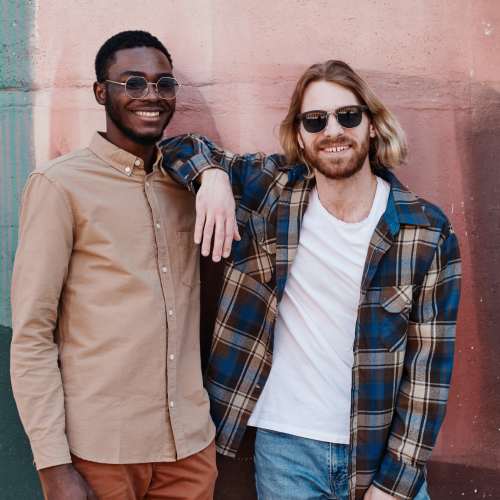 Happy friends enjoying the weather near Hart Townes in Woodruff, 