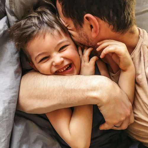 Resident kid with his father at Main Street Apartments in Bensenville, Illinois