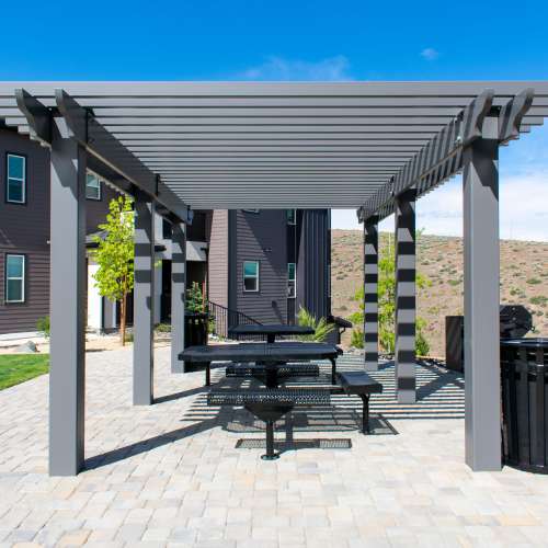 Resident friends enjoying in the pool at Keystone Trailhead Village in Reno, Nevada