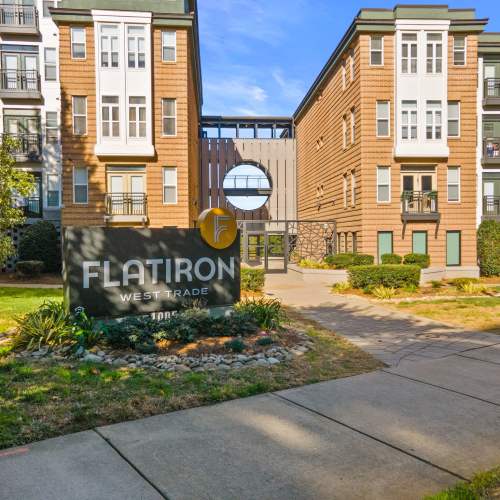 Signboard at Flatiron West Trade in Charlotte, North Carolina