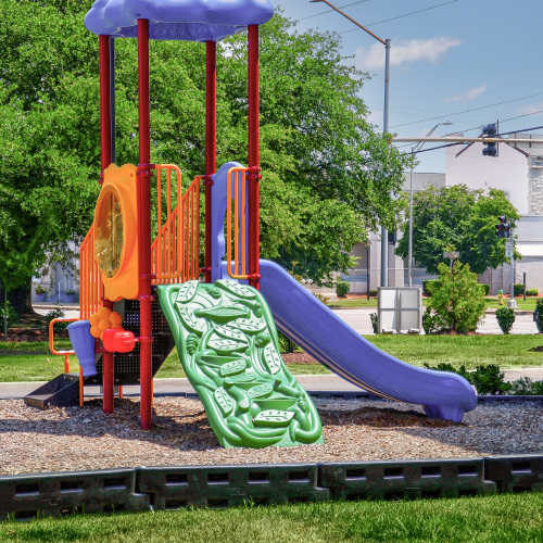 Kids play area with a slide at The Banks At Berkley in Norfolk, Virginia