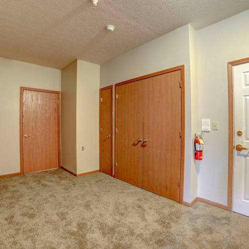 Spacious living room of an apartment at Brentwood Greene in Kokomo, Indiana