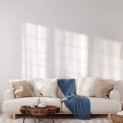 Couch with blue accents at North Avenue Gateway I in Baltimore, Maryland