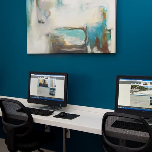 Resident business center with workstations at Avalon of Wilmington in Wilmington, North Carolina
