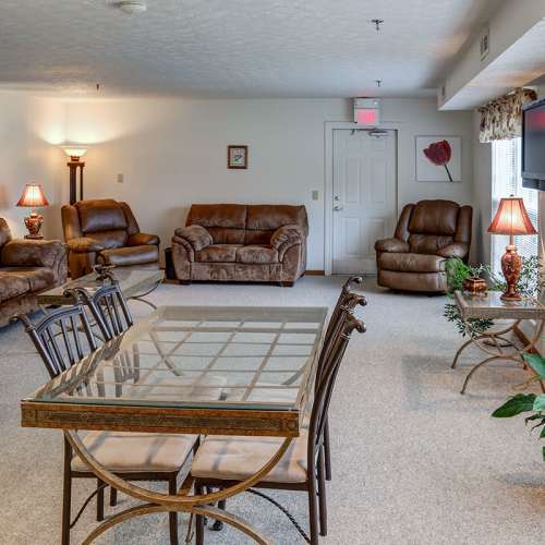 Clubhouse with comfortable seating at Riverview Place in Ripley, Ohio