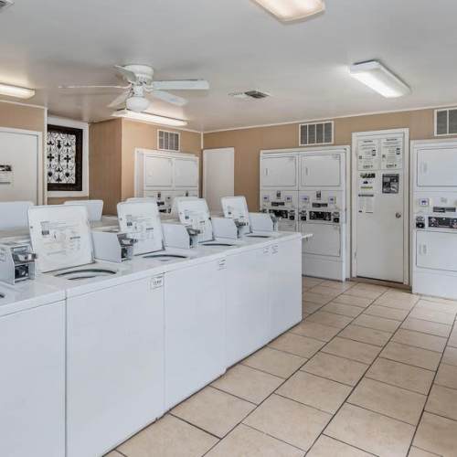 Laundry facilities at Wood River Apartments in Corpus Christi, Texas