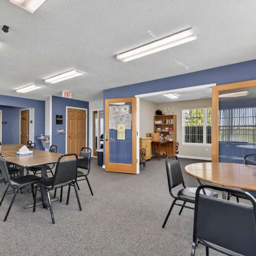Clubhouse with seating and workspace at Lake Towne Senior in Walbridge, Ohio