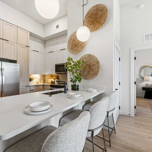 Modern apartment interiors with stylish finishes and spacious design at Evergreen Pine Island in Cape Coral, Florida