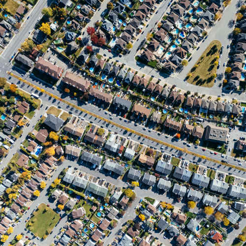 Aerial view of residential neighborhood near Riverview Place in Ripley, Ohio