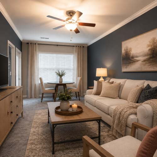 Modern living room at Villas at Fort Mill in Fort Mill, South Carolina