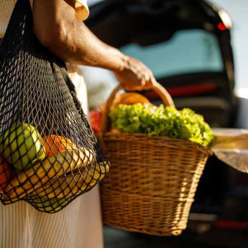 Woven basket filled with green lettuce near Avia Lofts at Maple Road in Amherst, New York