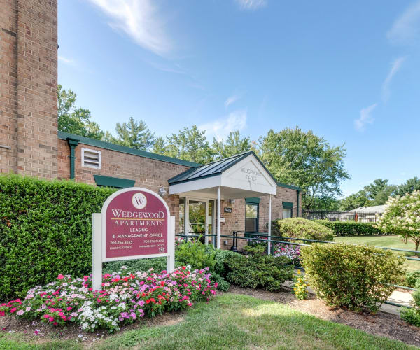 Community clubhouse entrance at Wedgewood Apartments in Annandale