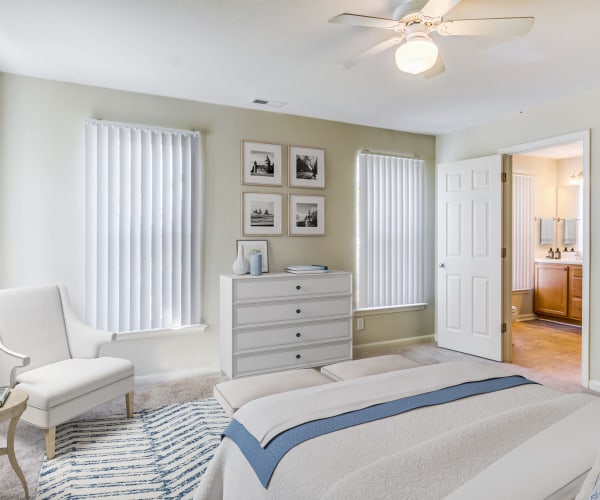 A bedroom in a home at Wellings Court in Virginia Beach, Virginia