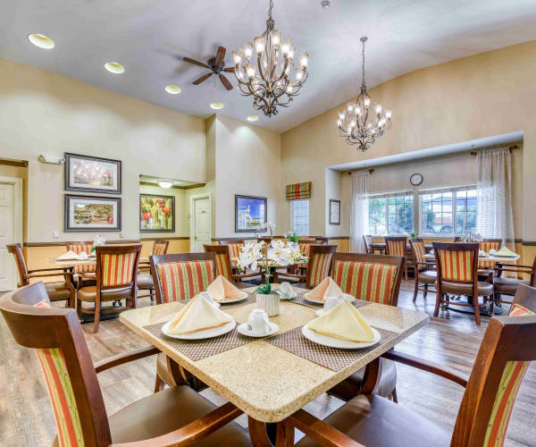 Dining room at Pacifica Senior Living Palm Springs in Palm Springs, California