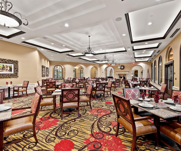 Large indoor dining area at Pacifica Senior Living Santa Rosa in Santa Rosa, California