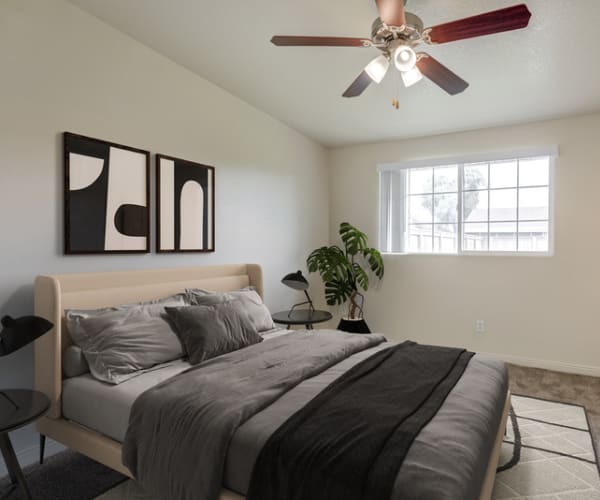 A cozy bedroom at El Centro New Fund Housing (Enlisted) in El Centro, California