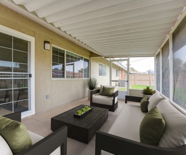 A covered patio at El Centro New Fund Housing (Enlisted) in El Centro, California