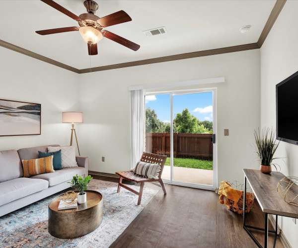 Spacious living room at Villas in Westover Hills in San Antonio, Texas