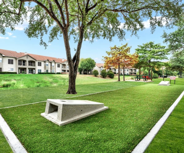 Cornhole at Villas of Preston Creek in Plano, Texas