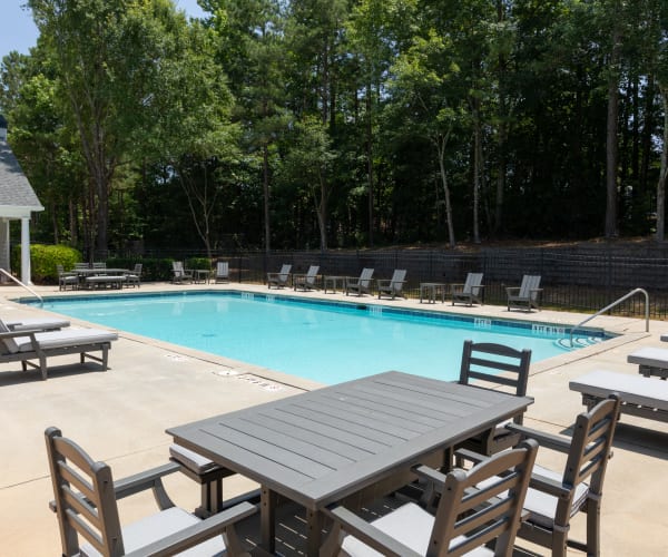 The resident swimming pool at Magnolia Heights in Covington, Georgia
