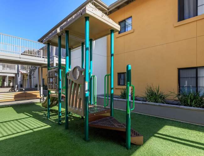 Community playground at MacArthur Apartments in Oakland, California