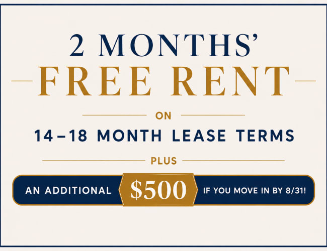 2 Months Free Rent. Call Tuscany at Gabriella Pointe today for details
