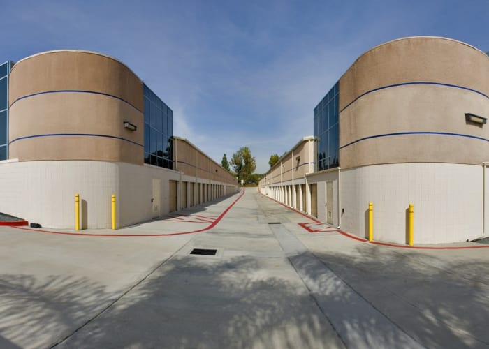 A driveway between storage units at Smart Self Storage of Eastlake in Chula Vista, California