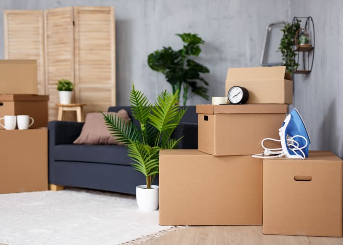 Moving boxes at A Storage Place in Montclair, California