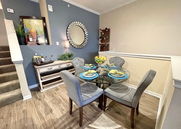 Dining nook in a model apartment at The Abbey at Stone Oak in San Antonio, TX