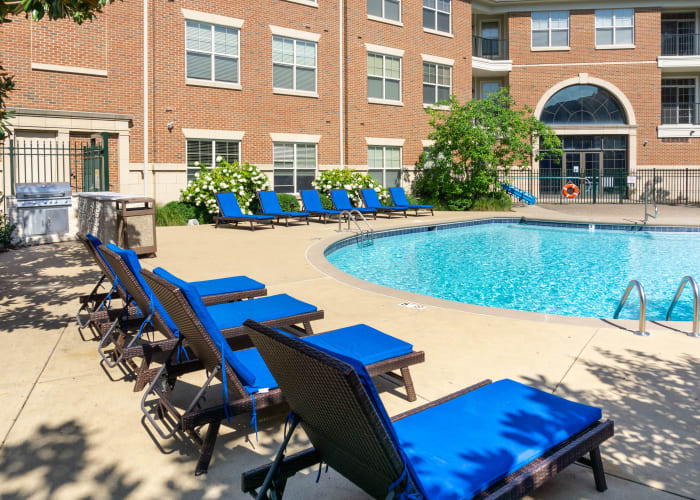 Sundeck at the pool at The Village at Stetson Square in Cincinnati, Ohio