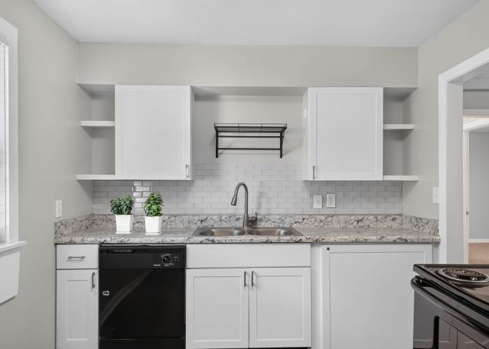 Kitchen with Wood Cabinetry at Ridgeside Flats in Chattanooga, Tennessee