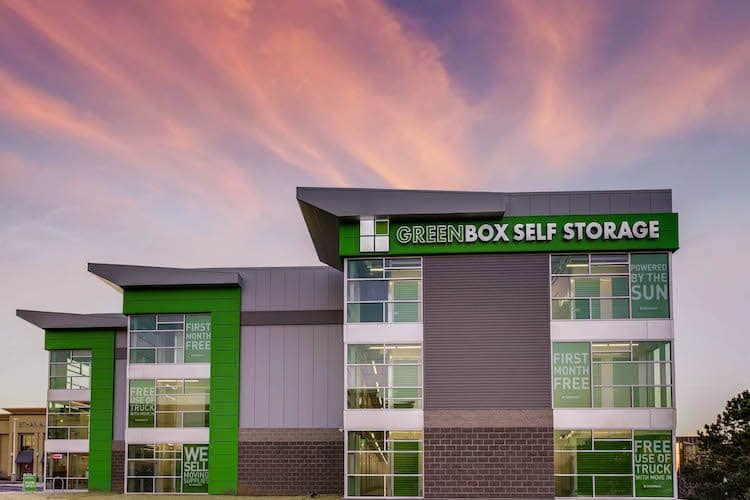 Front view of exterior at Greenbox Self Storage in Centennial, Colorado