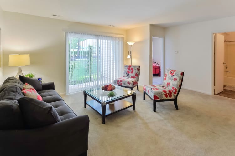 The Landings Apartment Homes offers a naturally well-lit living room in Absecon, NJ