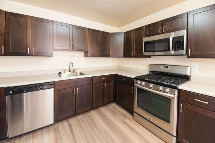 Well-decorated living area in model home at Westgate Apartments & Townhomes in Manassas, Virginia