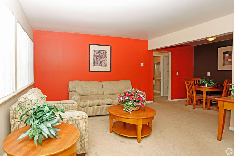Large living room at The Meadows on Ten in Warren, Michigan