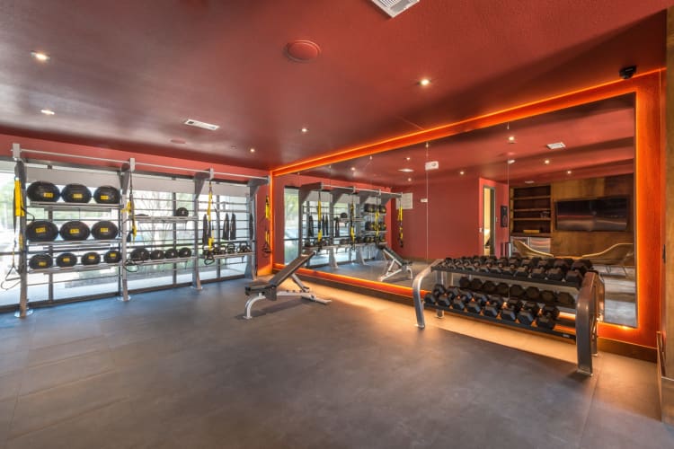 Massive gym where residents can workout in at Mercantile River District in Fort Worth, Texas