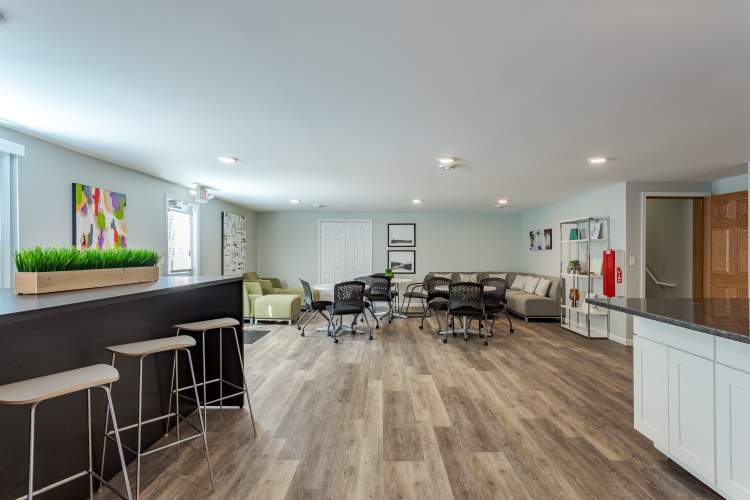 Clubhouse living room at The Grove in Battle Creek, Michigan