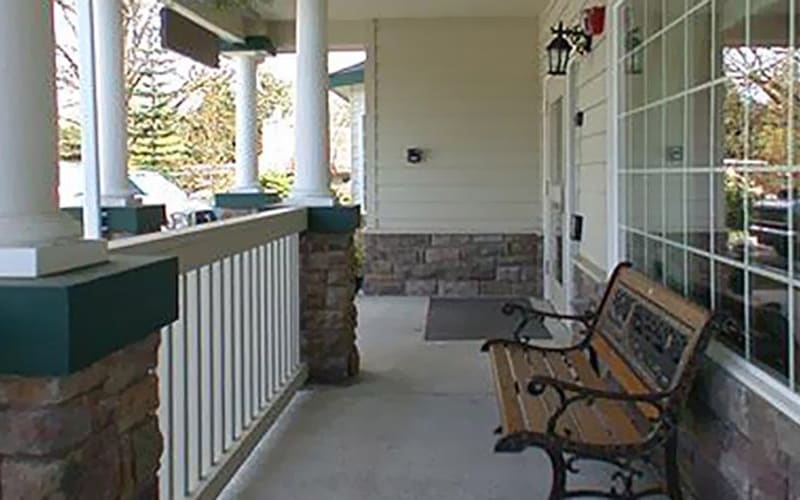Porch seating at Regency Olympia Rehabilitation and Nursing Center in Olympia, Washington