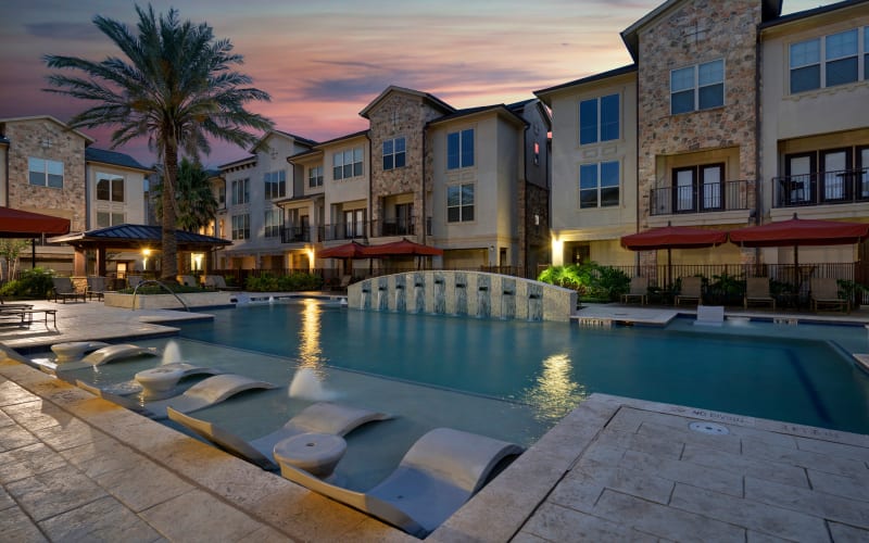 Resort-style swimming pool at Arrabella in Houston, Texas