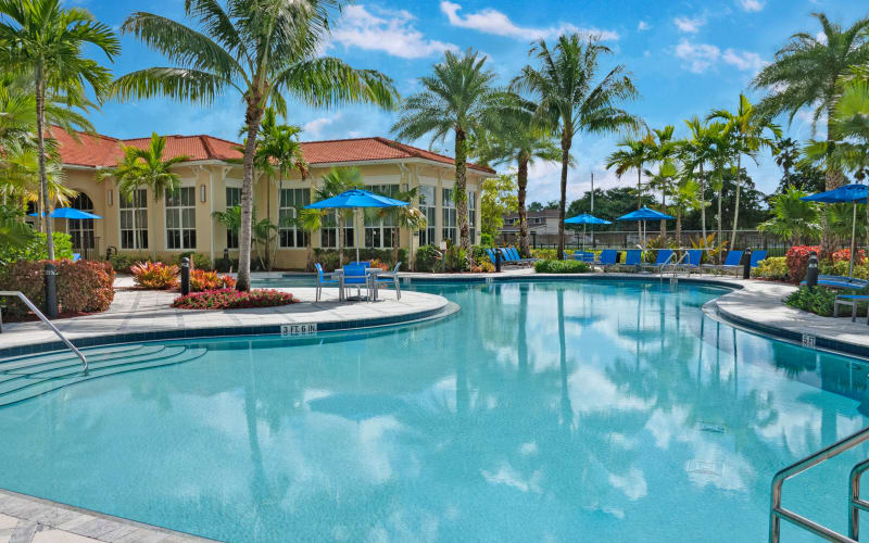 Resort-style swimming pool at City Center on 7th Apartment Homes in Pembroke Pines, Florida