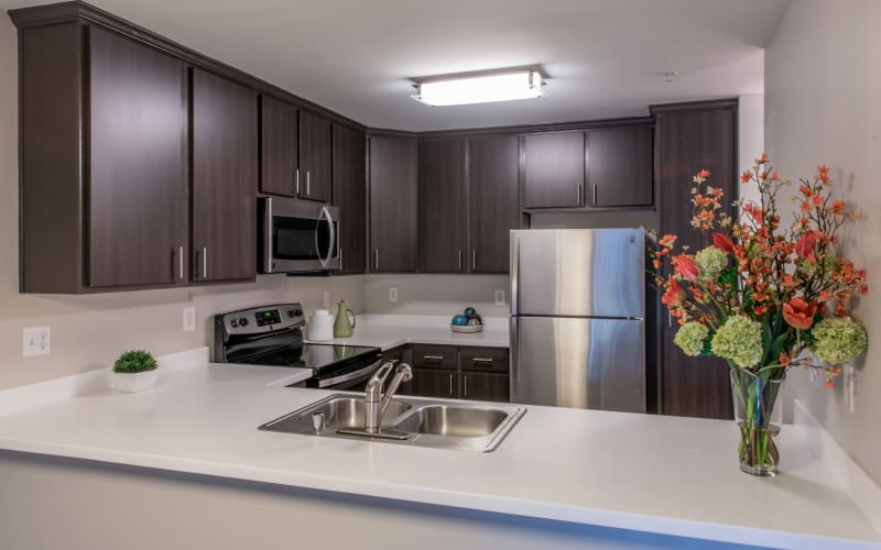 Spacious and bright kitchen at Brookside Village in Auburn, Washington