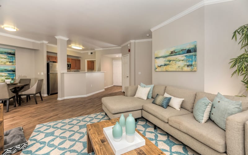 Model living room at Avion Apartments in Rancho Cordova, California
