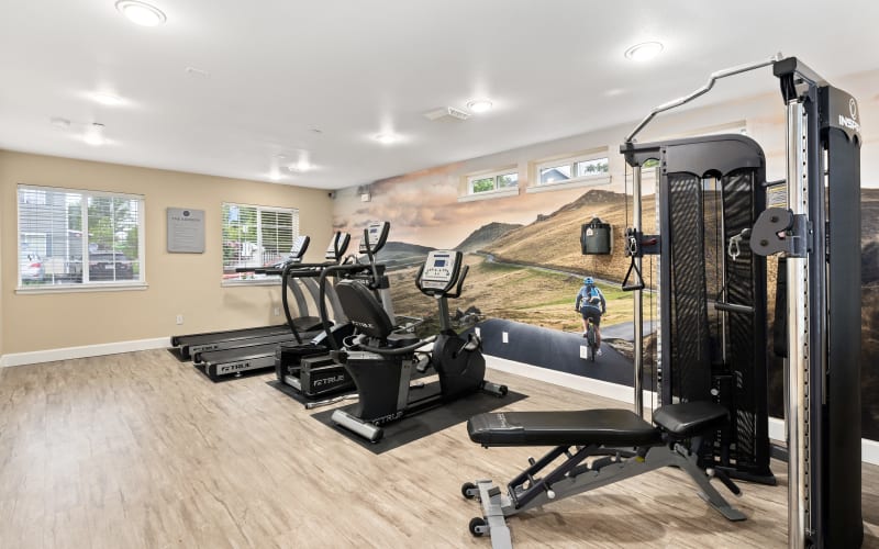The fitness center at The Addison Apartments in Vancouver, Washington