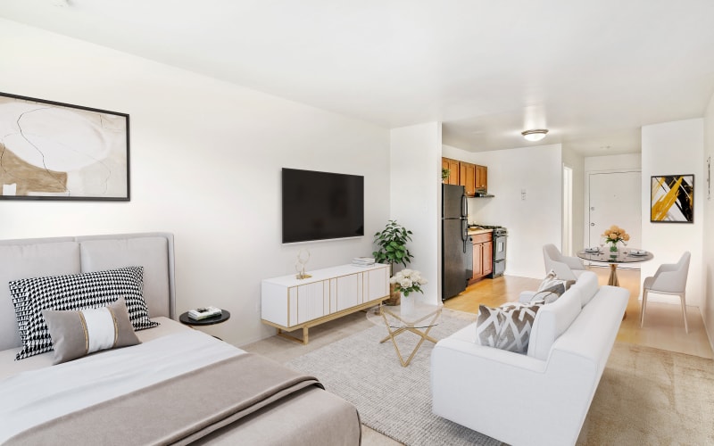 Studio living room at Riverstone Apartments in Bolingbrook, Illinois