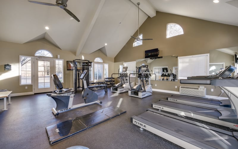 Equipment in the fitness center at Renaissance at 29th Apartments in Vancouver, Washington