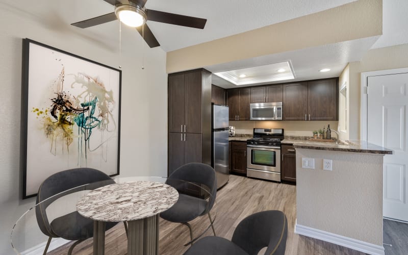Renovated kitchen at Village Oaks in Chino Hills, California