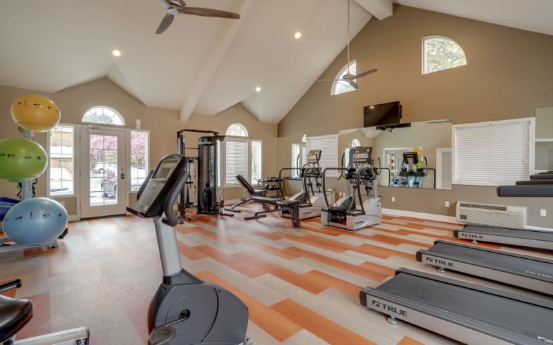 Equipment in the fitness center at Renaissance at 29th Apartments in Vancouver, Washington