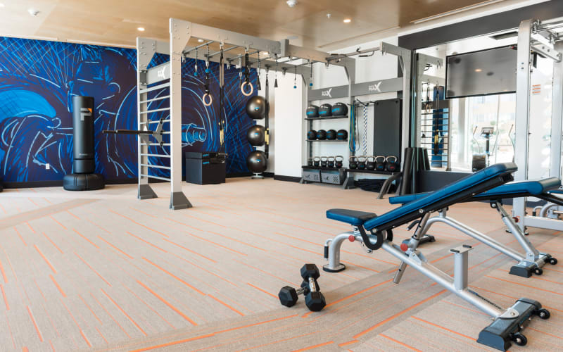 Fitness center at The Alamitos in Long Beach, California